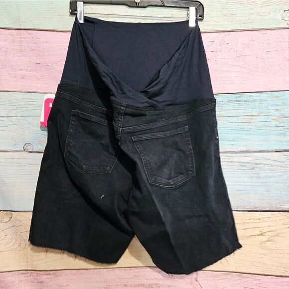 Women's Crossover Panel Maternity Bermuda Jean Shorts Size 2 - Picture 3 of 4